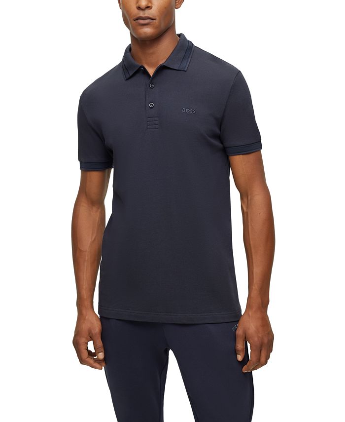 цена Мужская рубашка-поло с логотипом Hugo Boss, цвет Navy