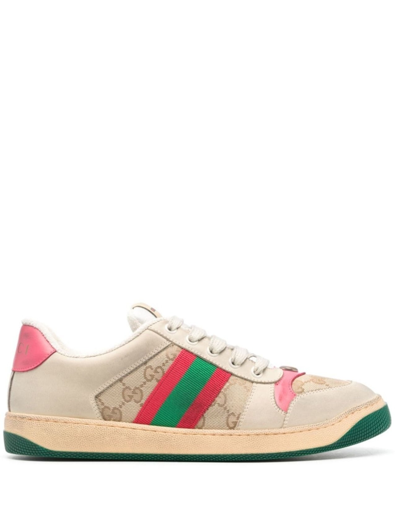 

Кроссовки Gucci Screener Lace-up, светло-бежевый/красный/зеленый