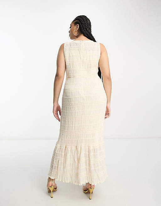 

Кремовое кружевное платье макси Vila Curve Bridal