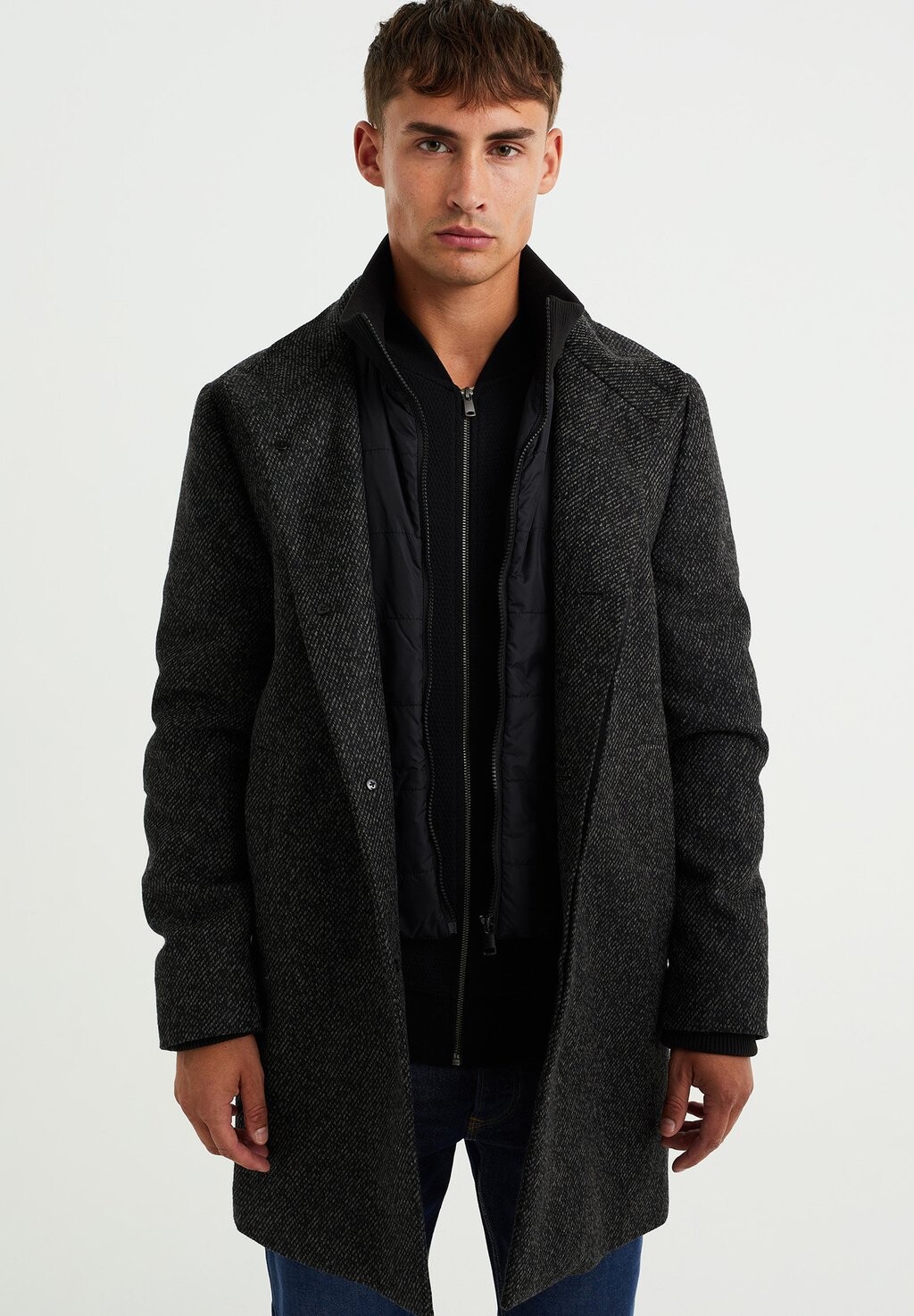 

Классическое пальто WE Fashion, серое, Серый
