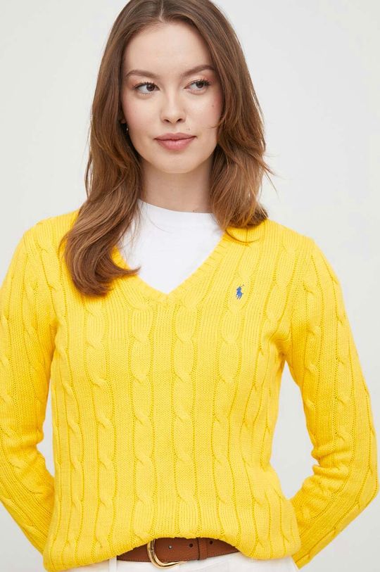 цена Хлопковый свитер Polo Ralph Lauren, желтый