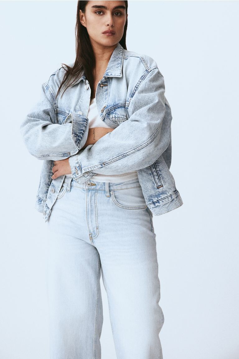 

Широкие укороченные джинсы H&M, синий