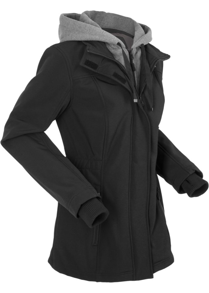 Длинная куртка из софтшелла образ 2 в 1 Bpc Bonprix Collection, черный