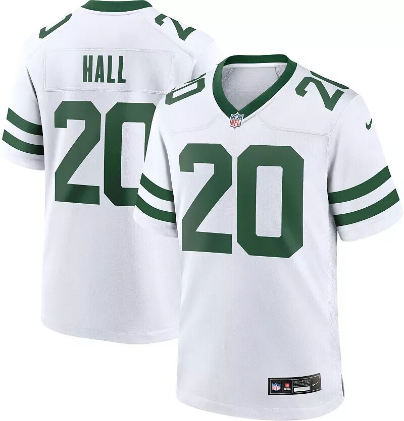 

Мужская футболка Nike New York Jets Breece Hall № 20 альтернативного белого игрового цвета