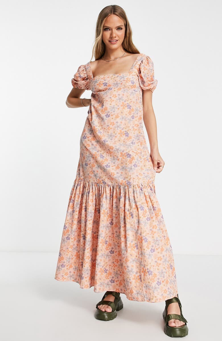 

Платье макси с цветочным принтом и крестом на спине ASOS DESIGN