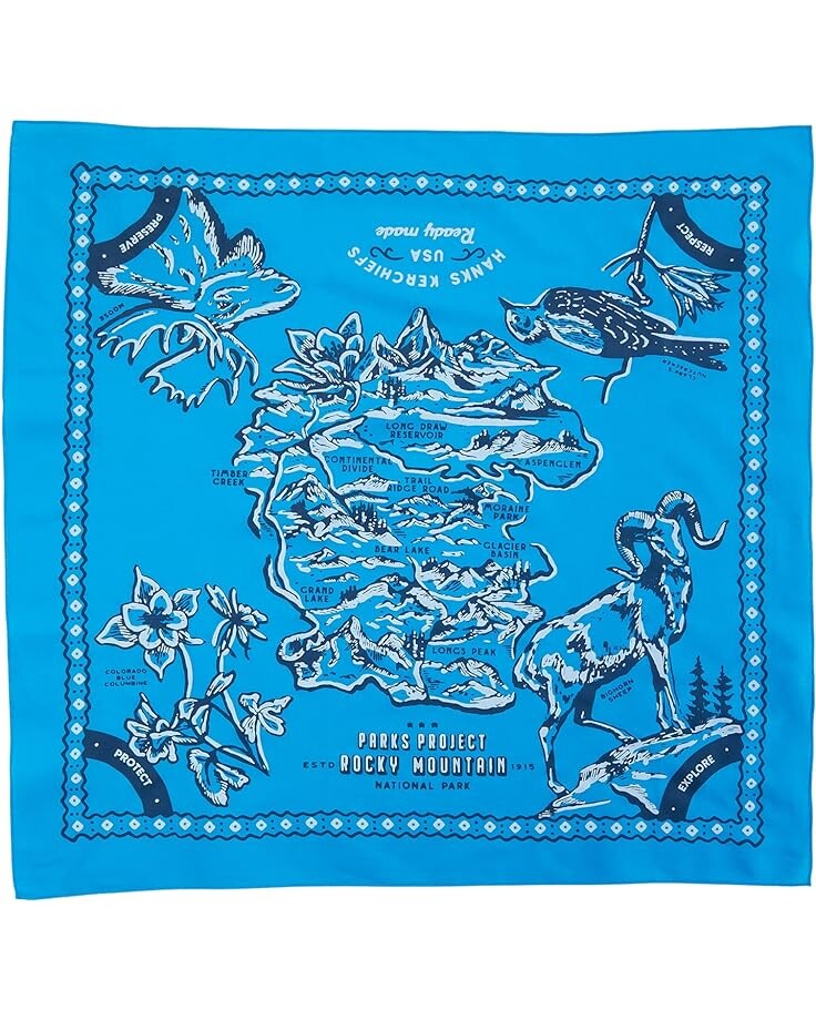

Шарф Parks Project HK X Parks Project Bird's-Eye Rocky Mountain Kerchief, синий