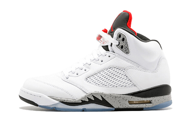 

Jordan 5 Retro White Cement (GS) Белый/Университетский красный/Черный/Матовое серебро