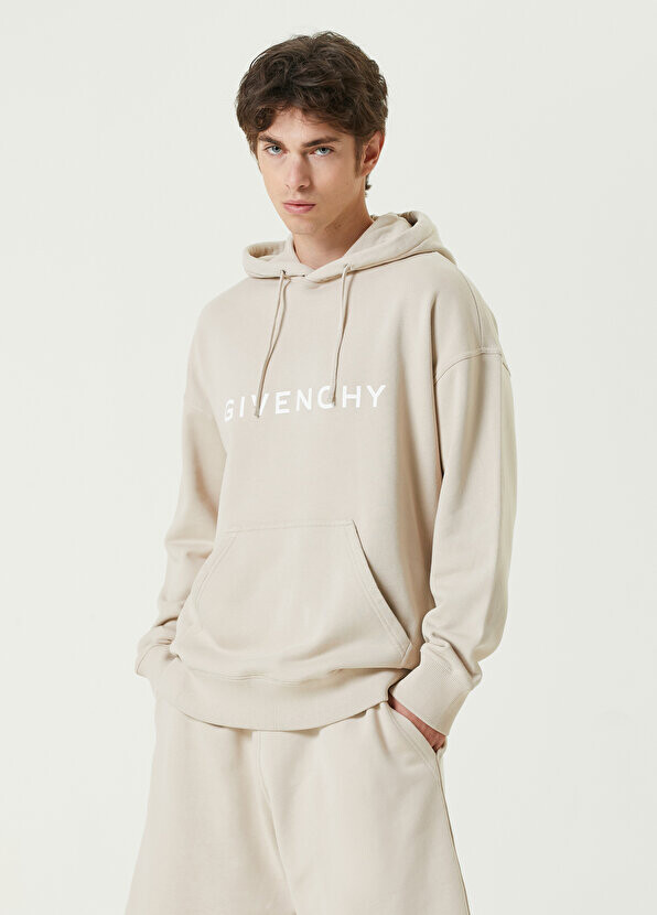 

Бежевый свитшот с капюшоном и логотипом Givenchy