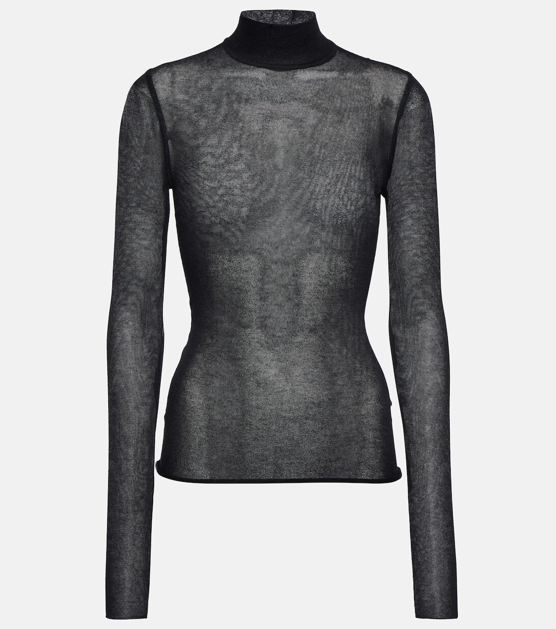 

Прозрачный топ с воротником-стойкой SAINT LAURENT, черный