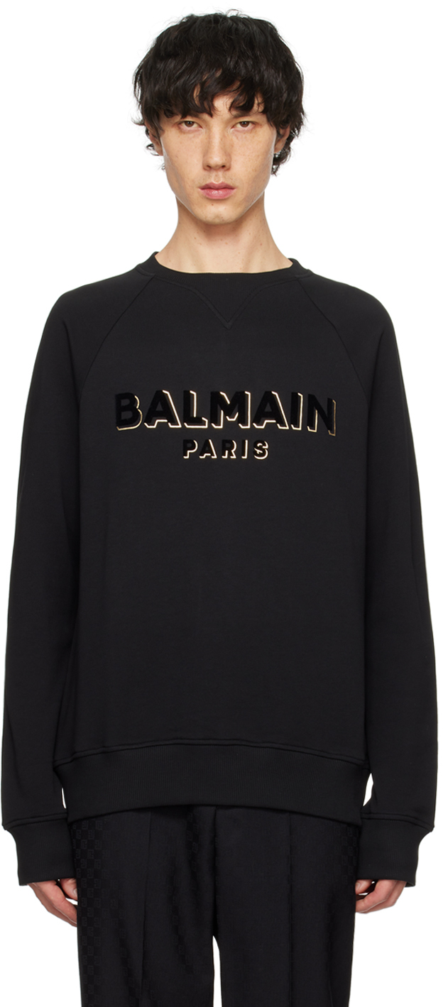 

Черный свитшот с флокированным эффектом металлик Balmain, цветNoir/Noir