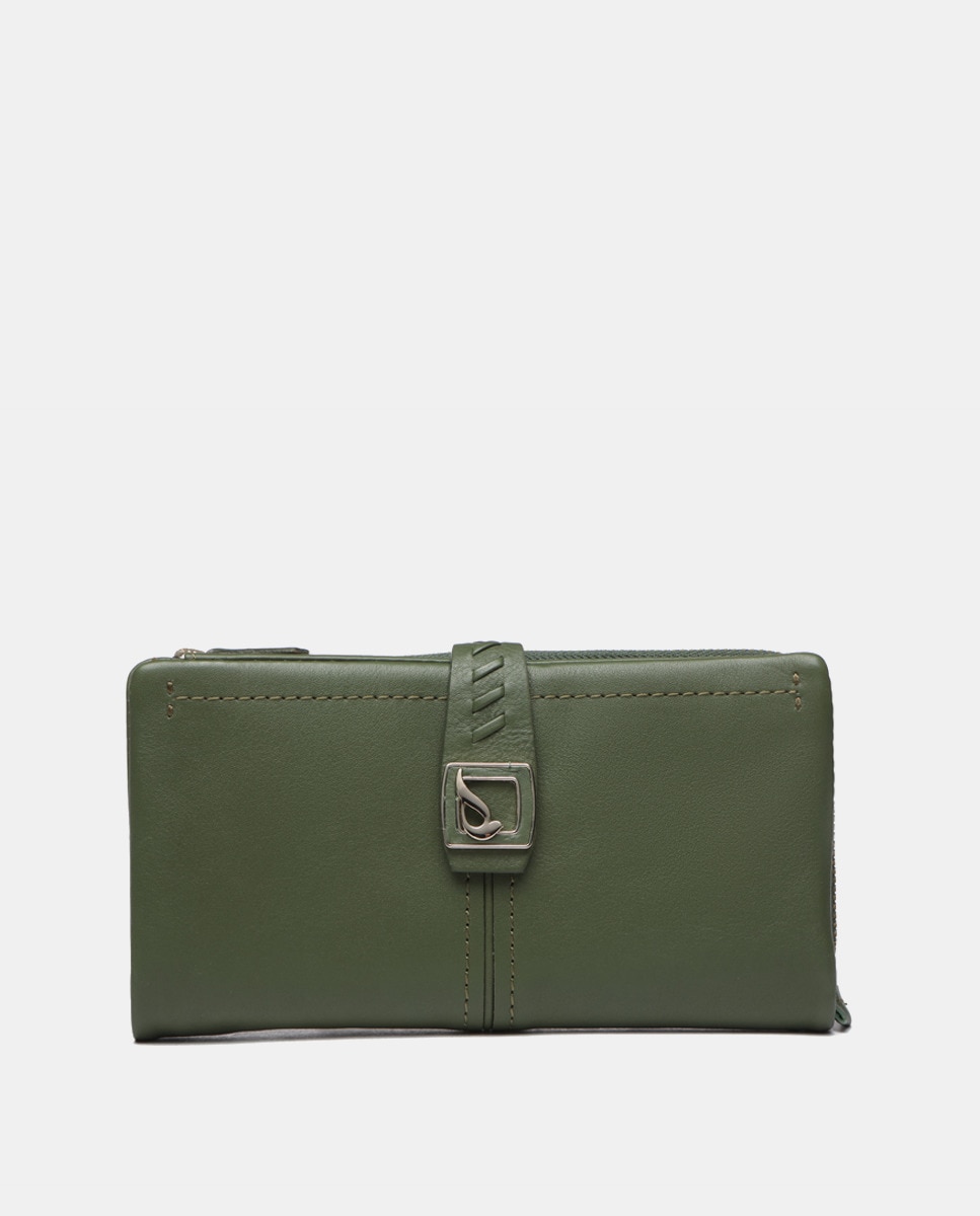 цена Большой кожаный кошелек зеленого цвета с металлическим логотипом Abbacino, зеленый