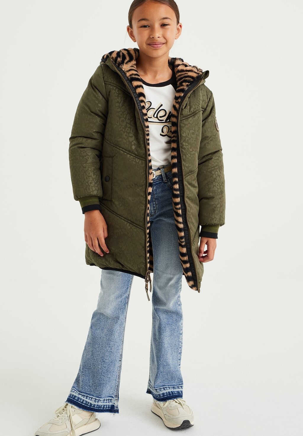 

Зимнее пальто Reversible Met Imitatiebont WE Fashion, зеленый