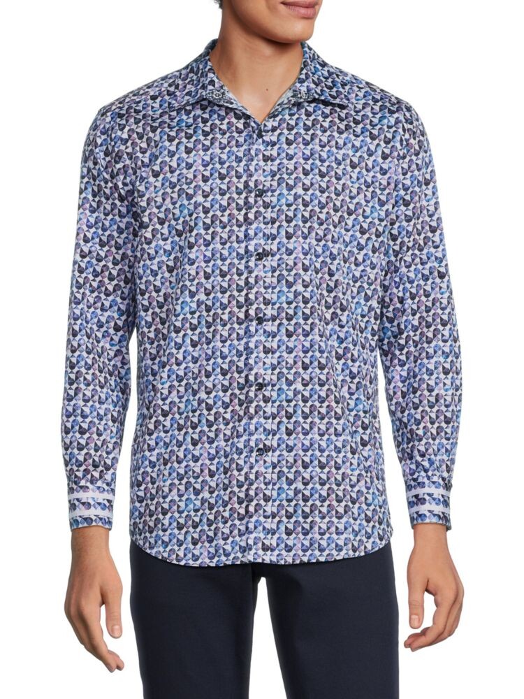 

Спортивная рубашка с абстрактным кроем Dexter Tailor Fit Robert Graham, темно-синий