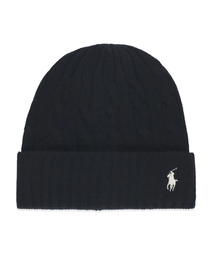 

Шерстяная кашемировая шапка женская пони Ralph Lauren, черный