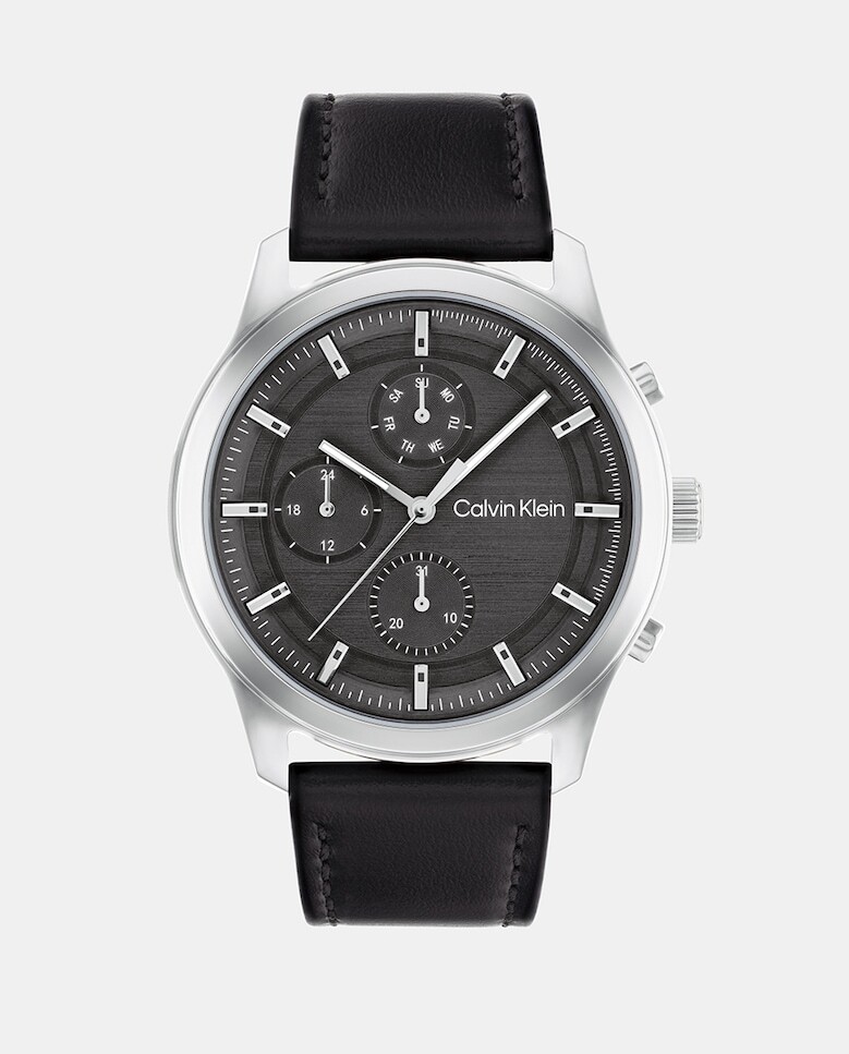 

Ambition 25200211 многофункциональные черные кожаные мужские часы Calvin Klein, черный