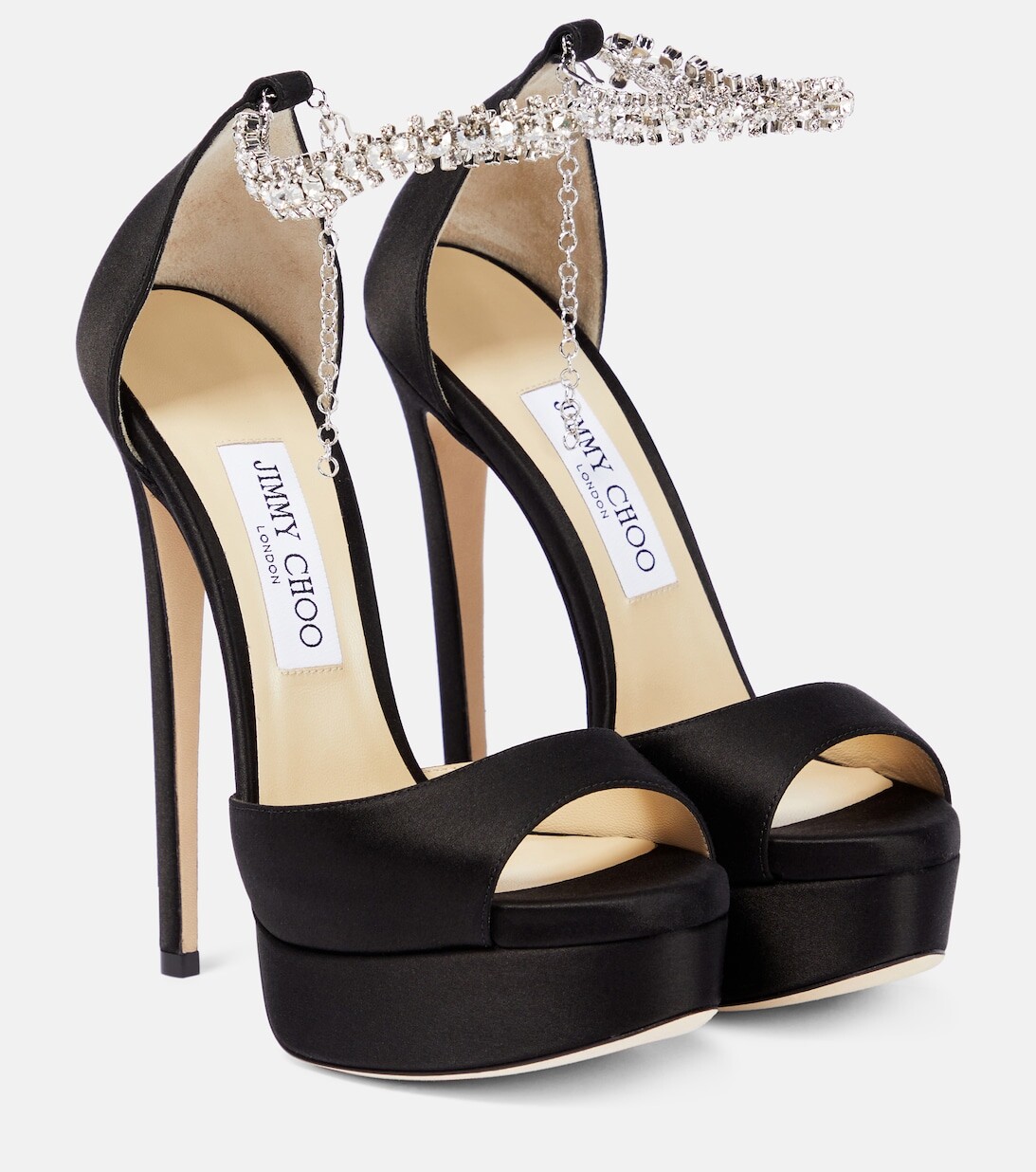 

Украшенные атласные босоножки на платформе Max Bing 150 Jimmy Choo, черный
