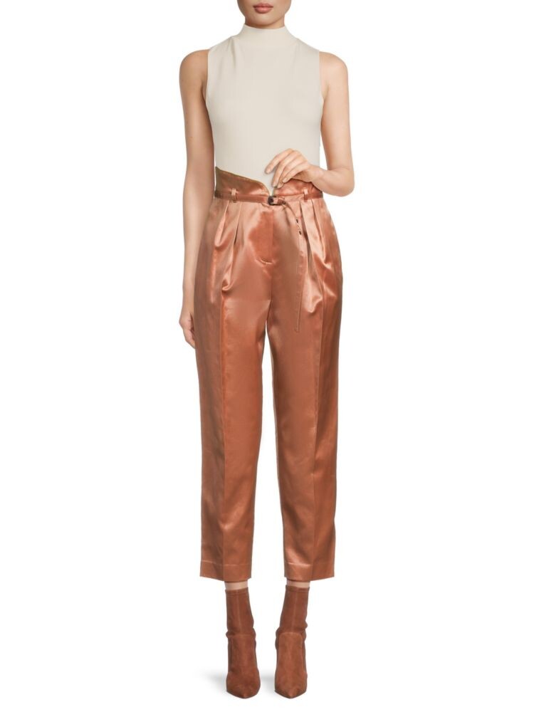 

Брюки из шелкового атласа с поясом Bottega Veneta, цвет Brown Blush