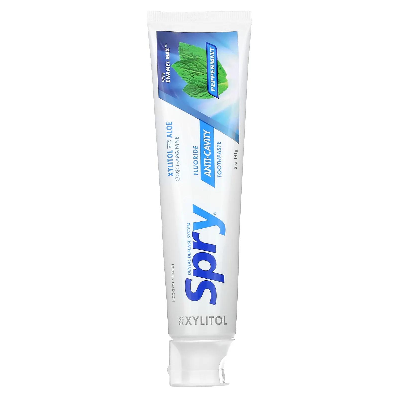 цена Xlear Spry зубная паста с фтором против кариеса перечная мята 141 г (5 унций)