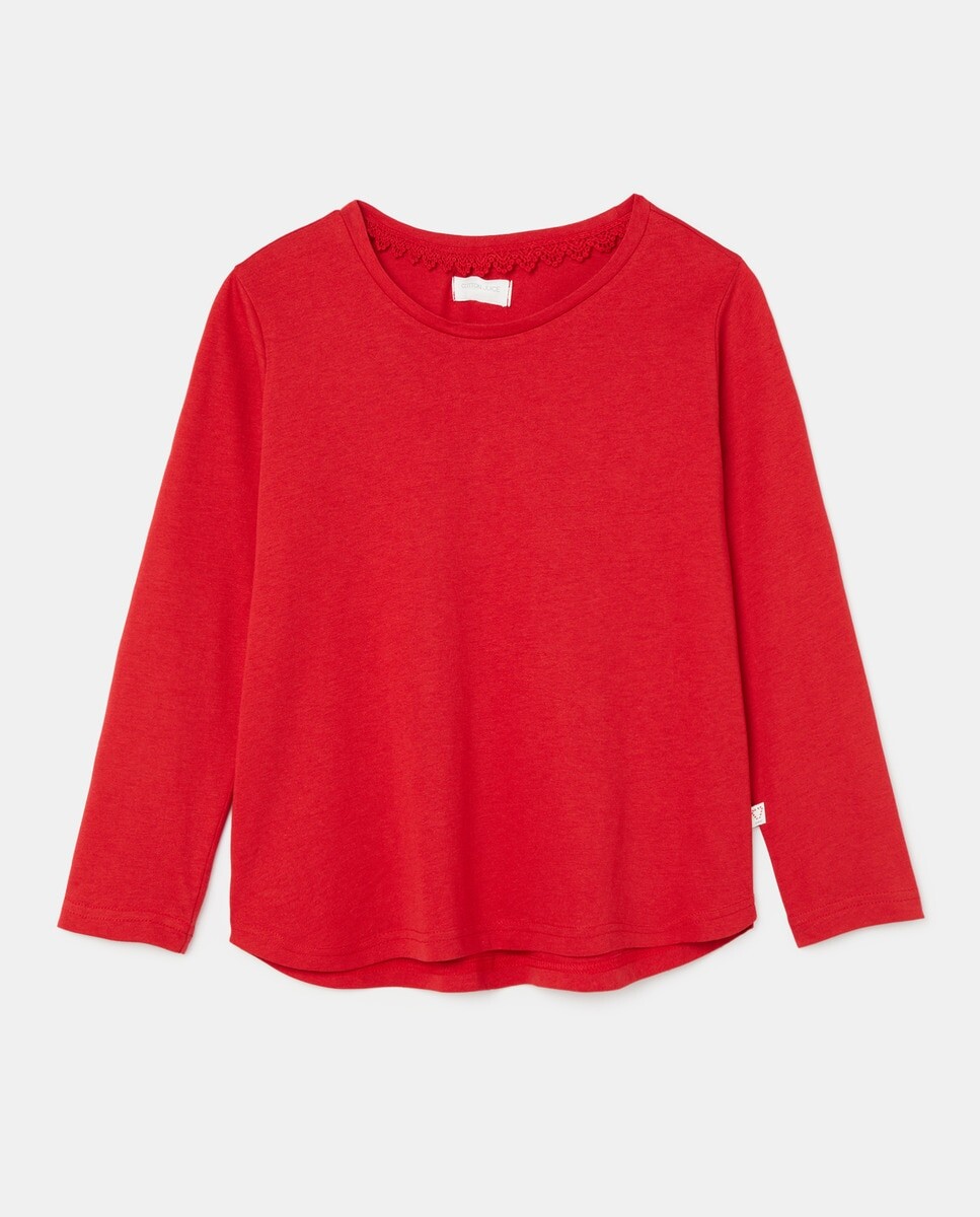 

Однотонная пижама для девочек с длинными рукавами Cotton Juice, красный