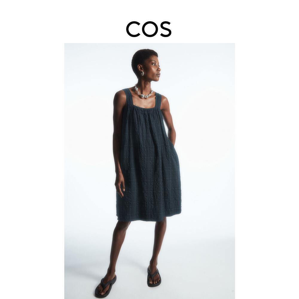 

Женское мини-платье Cos из жатого хлопка, черный