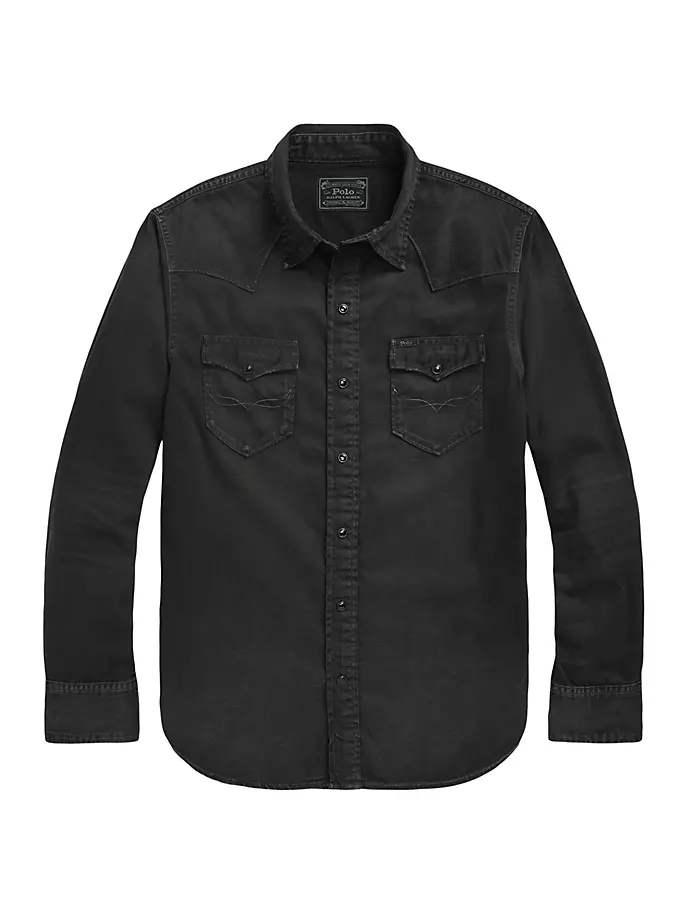 

Джинсовая спортивная рубашка в стиле вестерн с длинными рукавами Polo Ralph Lauren, черный
