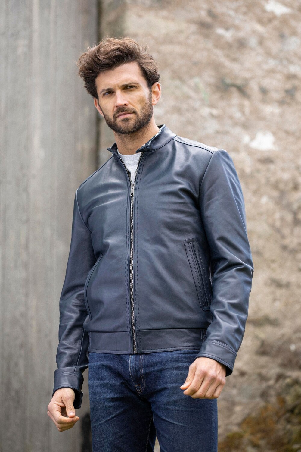 

Темно-синяя кожаная куртка Cotehill Lakeland Leather, синий