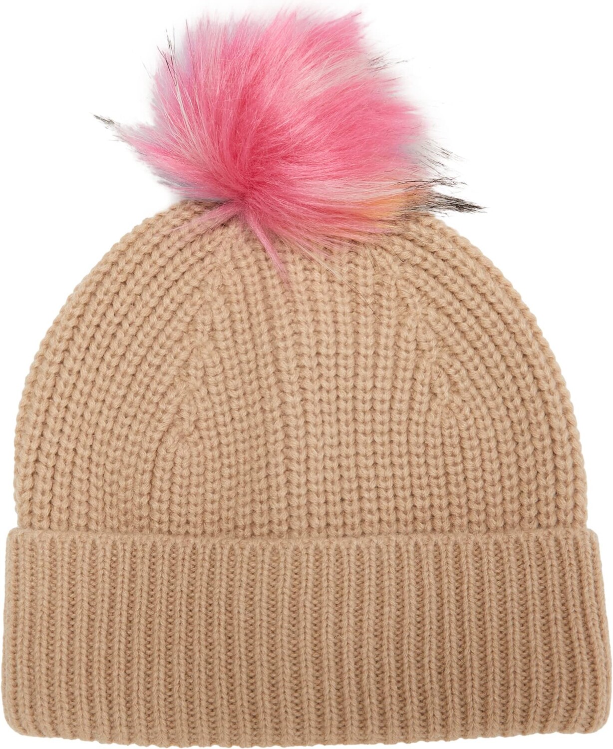 

Шапка Badgley Mischka Beanie with Colored Pom, цвет Oatmeal