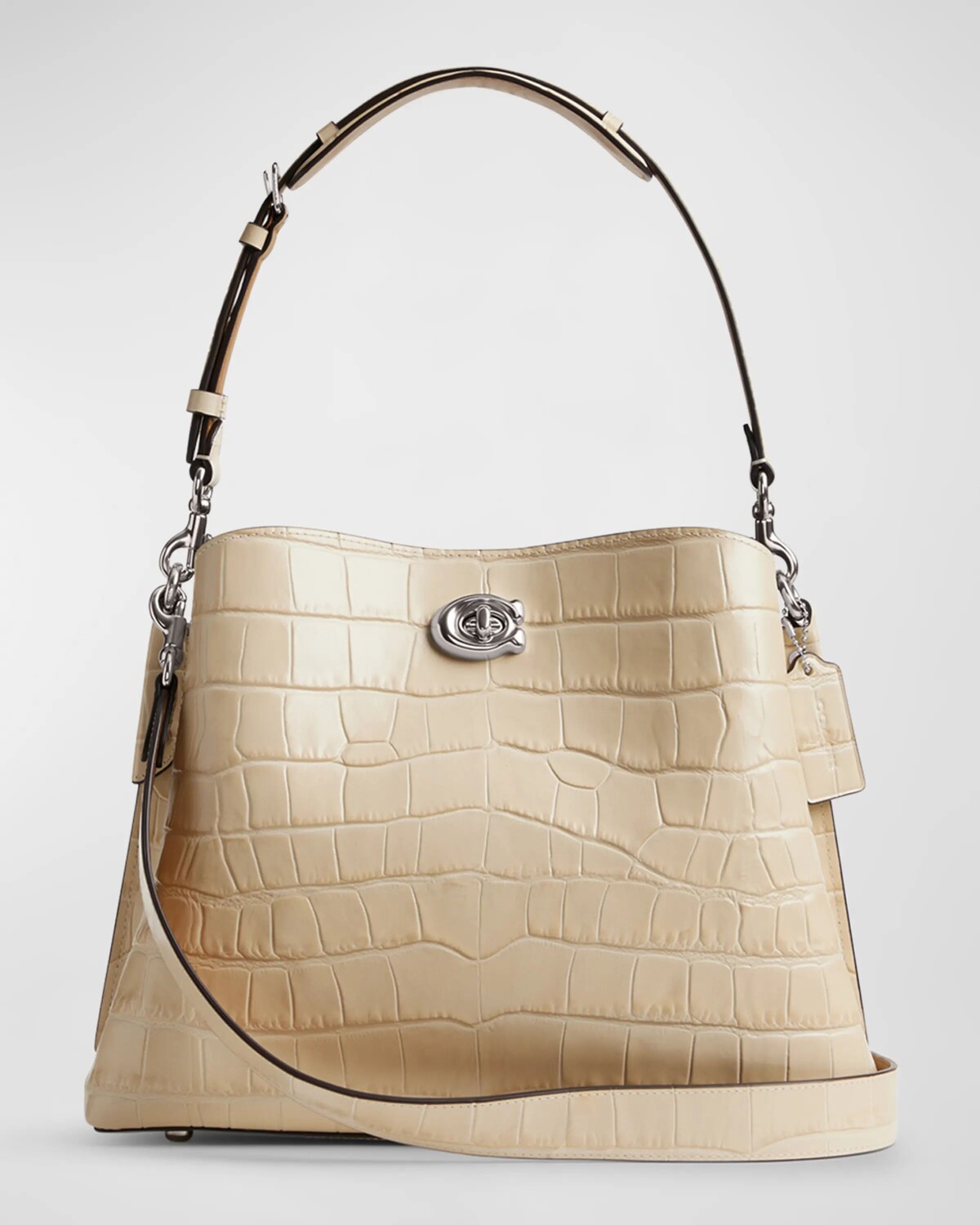 

Сумка на плечо Willow из кожи с тиснением под крокодила Coach, цвет Lhivory