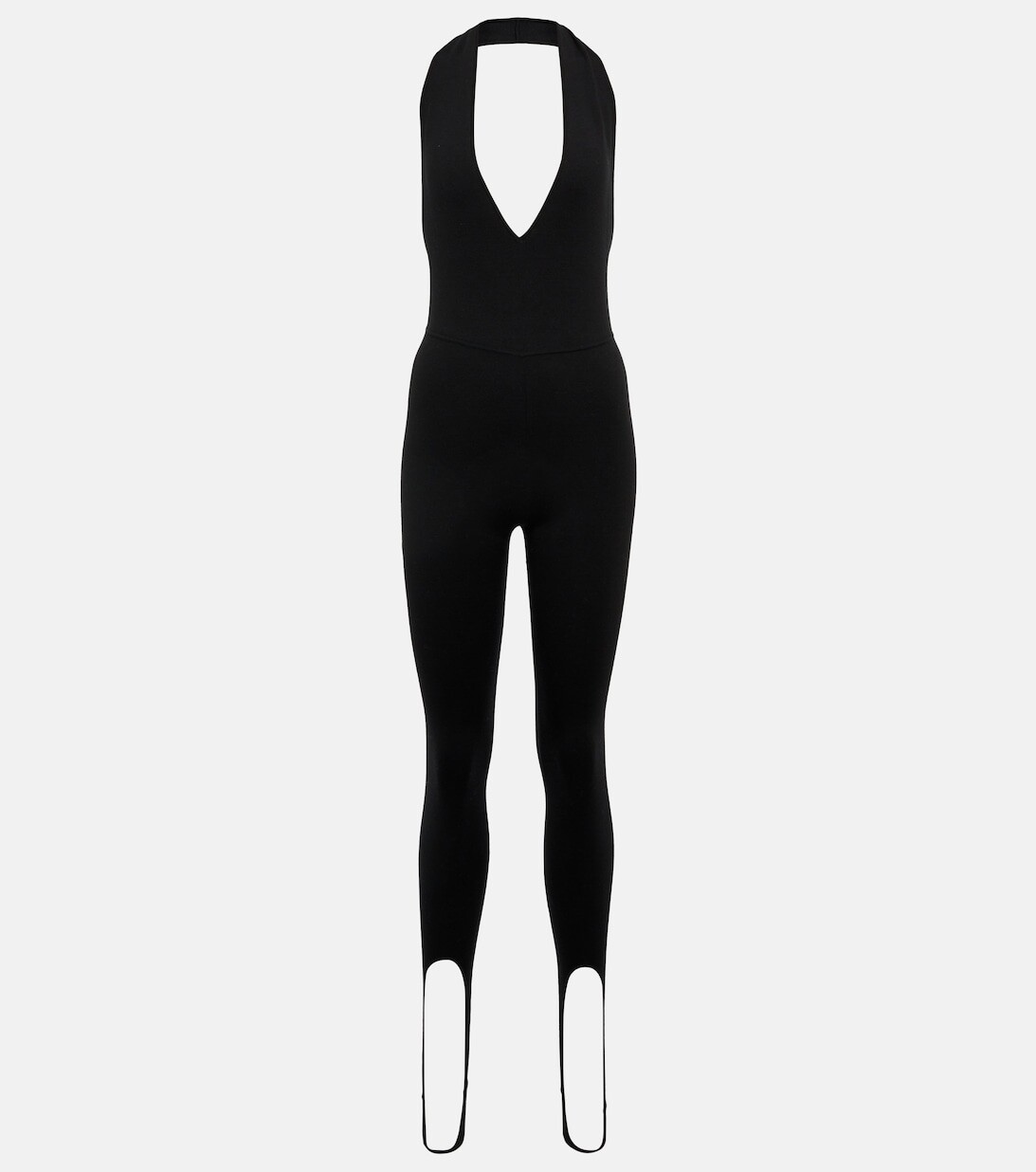 

Шерстяной комбинезон с вырезом халтер SAINT LAURENT, черный