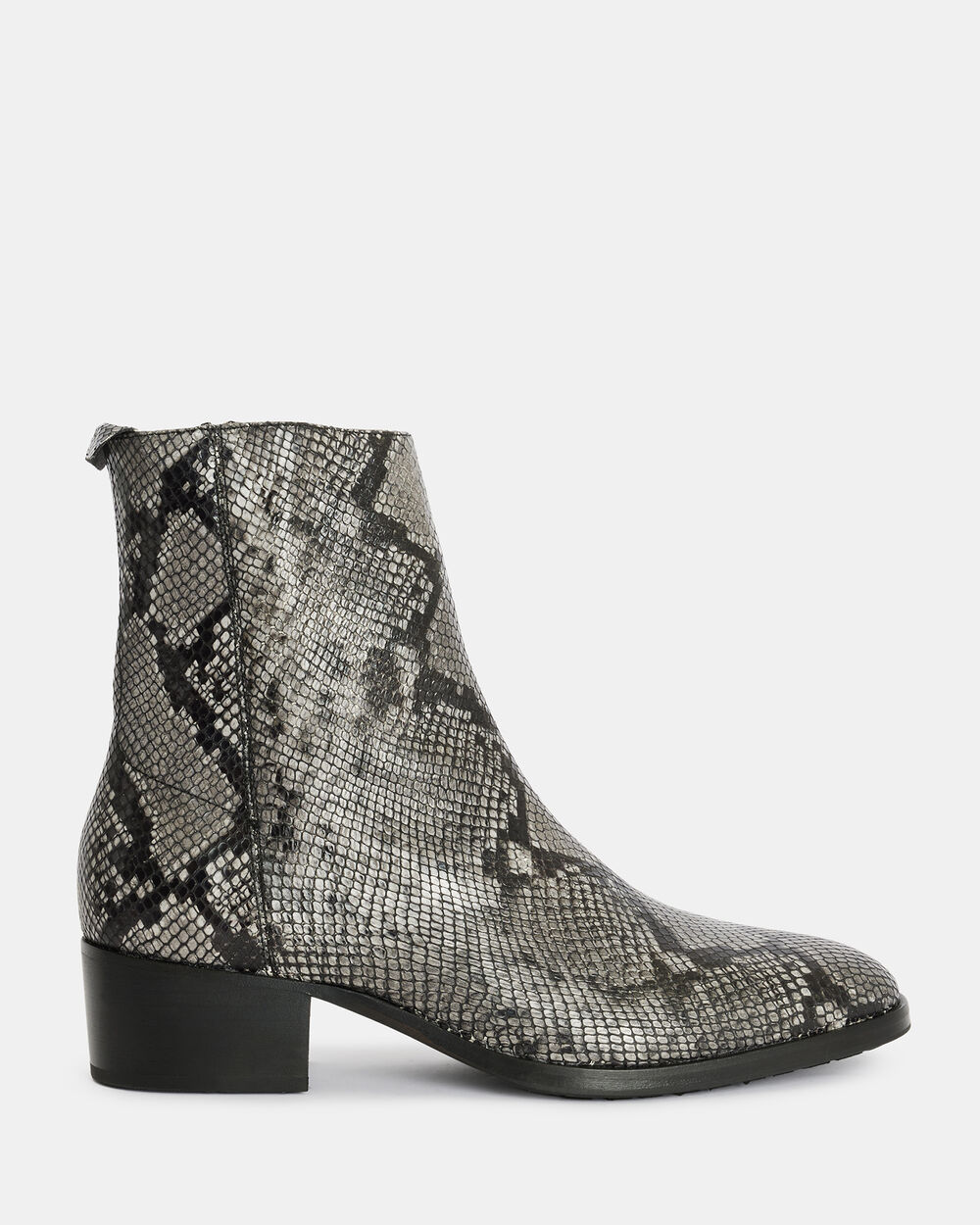 Кожаные ботинки Bonham со змеиным эффектом AllSaints, темно-серый