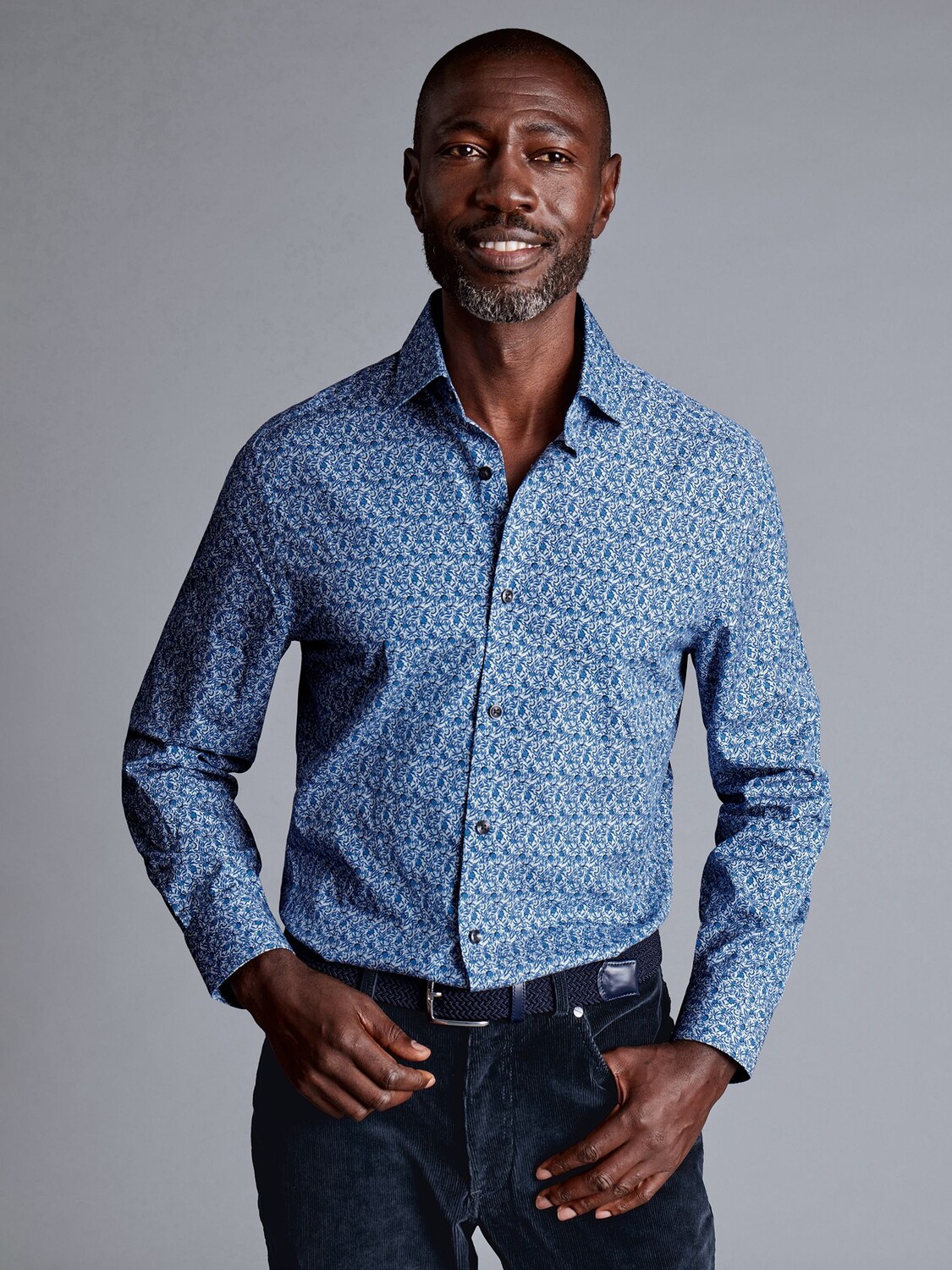 

Эксклюзивная рубашка узкого кроя с принтом Charles Tyrwhitt, индиго синий
