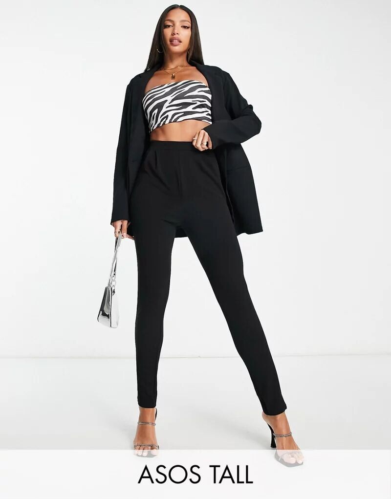 

Черные расклешенные брюки из джерси ASOS Tall