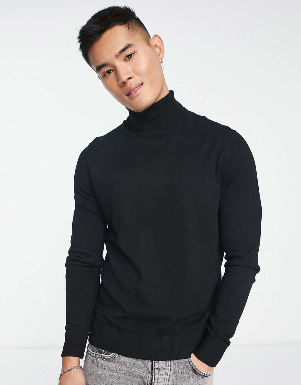 

Черный джемпер с высоким воротником Jack & Jones