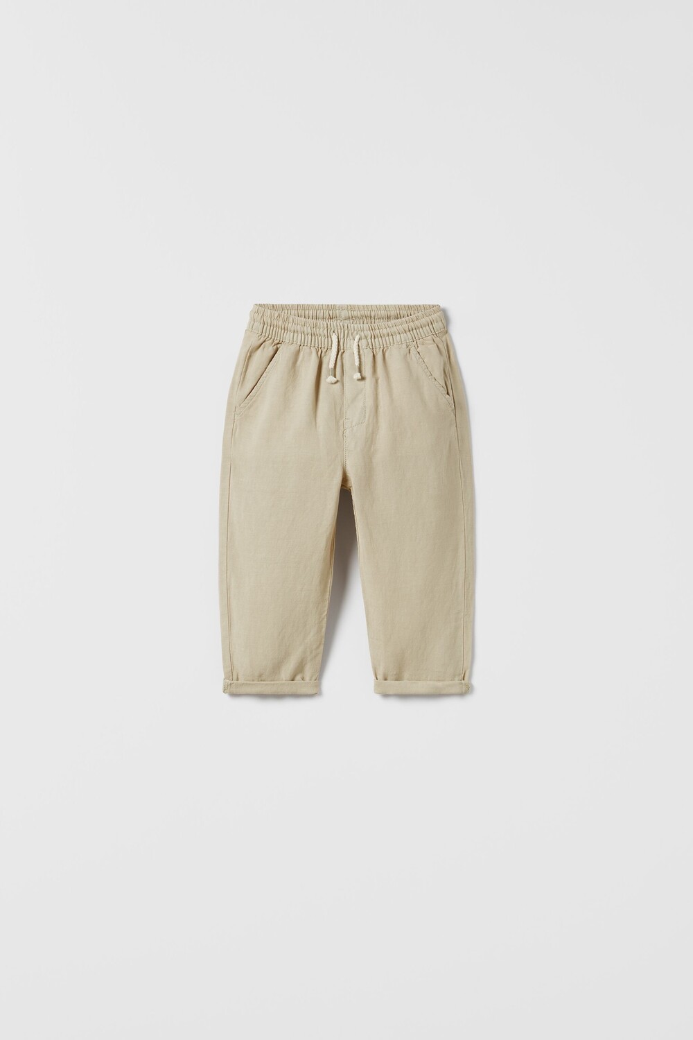 

Свободные льняные брюки Zara, камень