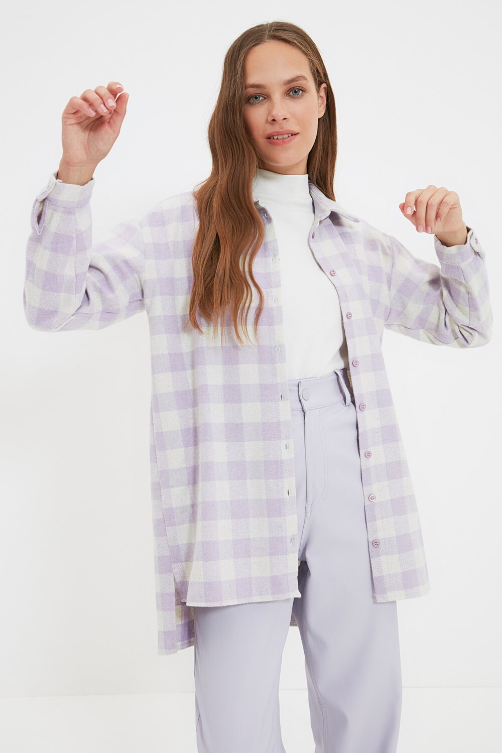 

Рубашка - Фиолетовый - Свободный крой Trendyol Modest, фиолетовый