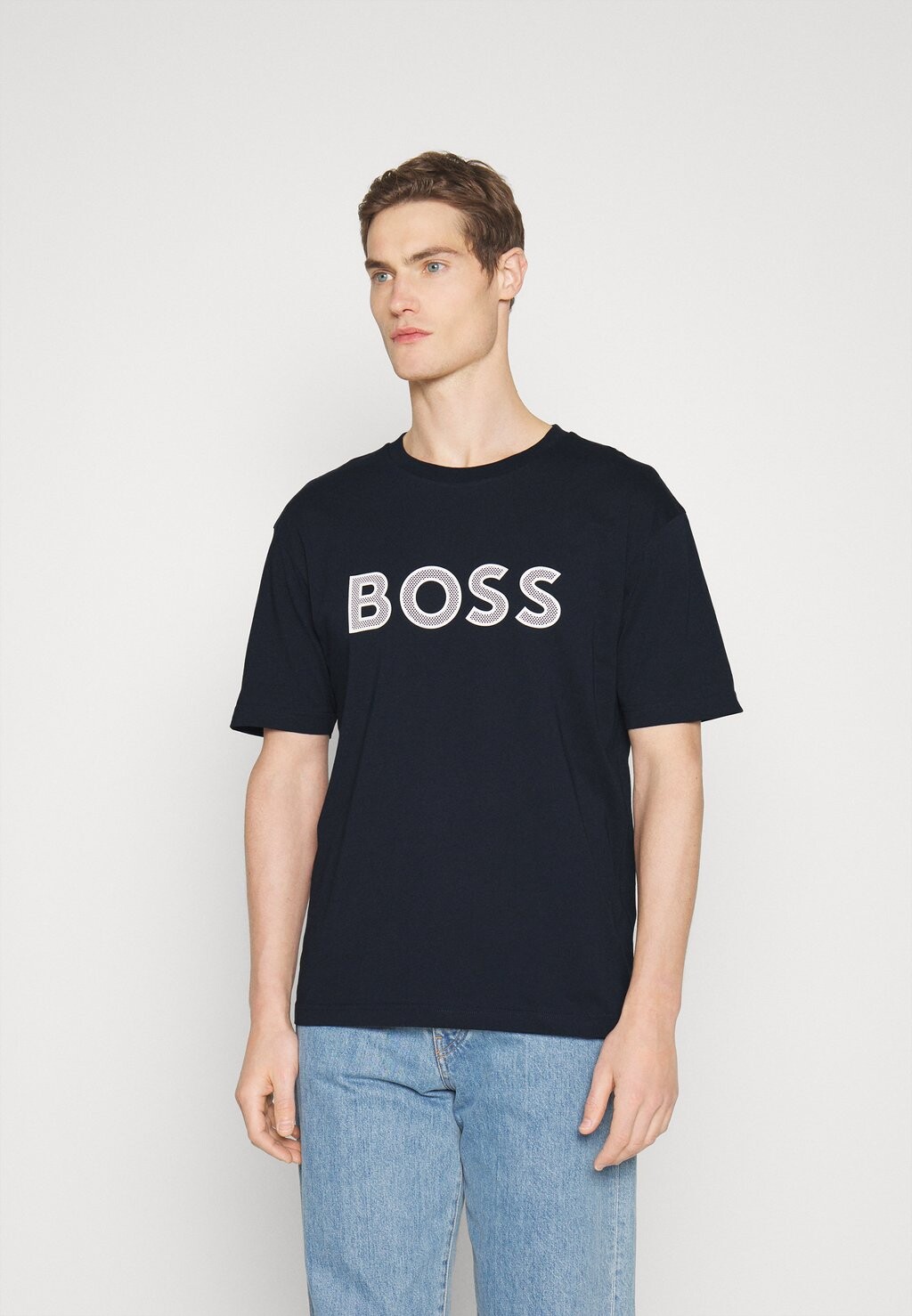 

Футболка с принтом BOSS, темно-синий