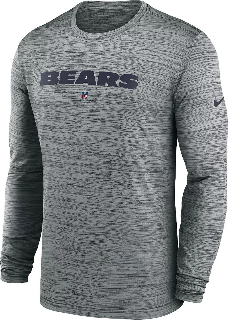 

Мужская футболка Nike Chicago Bears Sideline Velocity темно-серая с длинными рукавами и вереском
