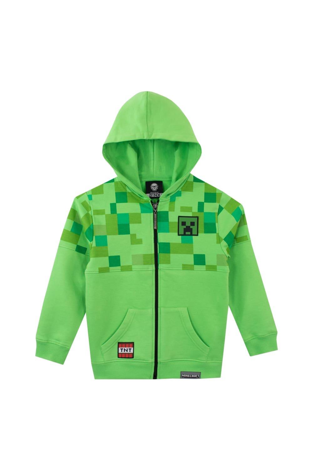 Толстовка на молнии Pixelated Creeper TNT Minecraft, зеленый двусторонняя кепка с пайетками зеленая minecraft мультиколор