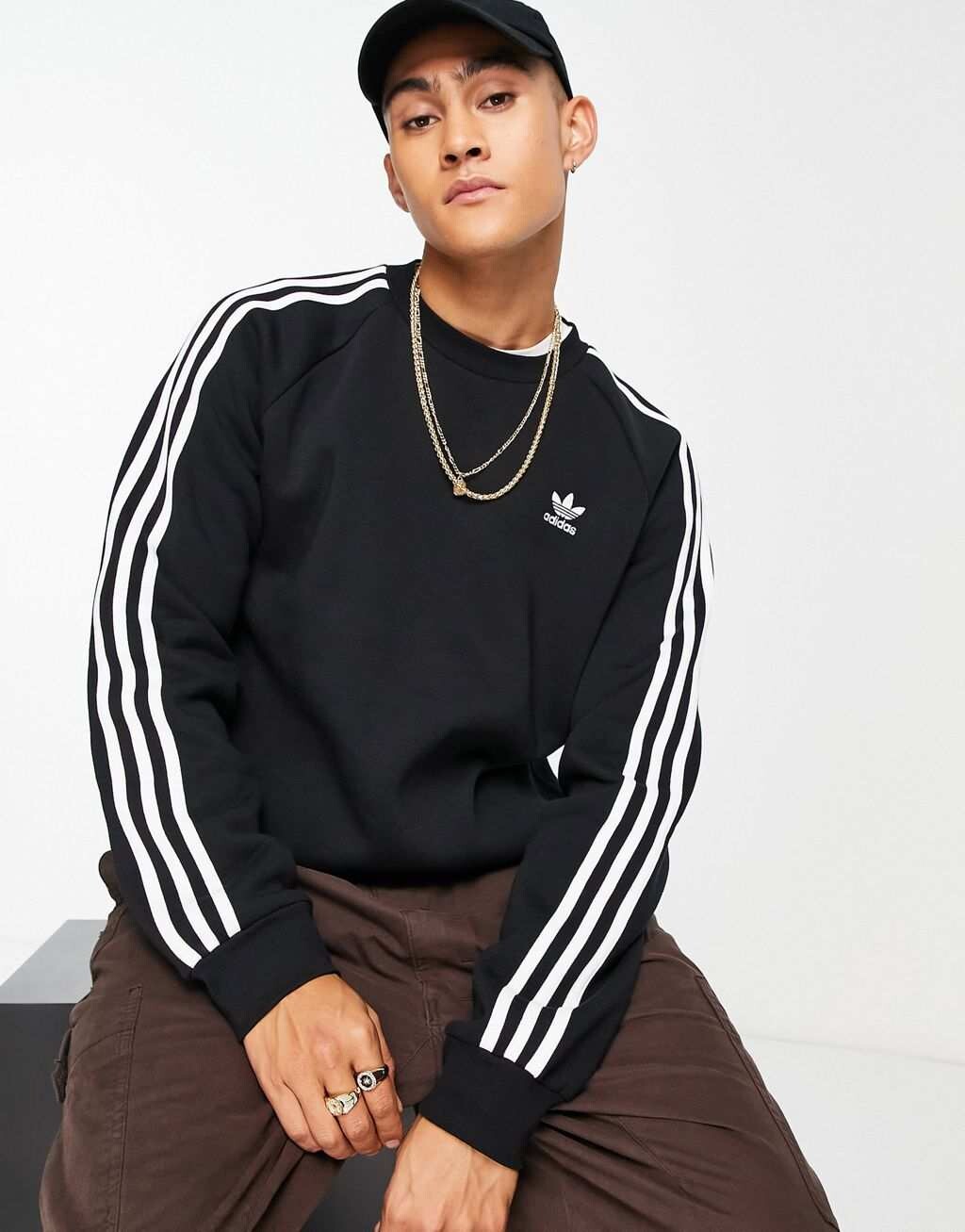 

Черный свитшот с 3 полосками adidas Originals Adicolor
