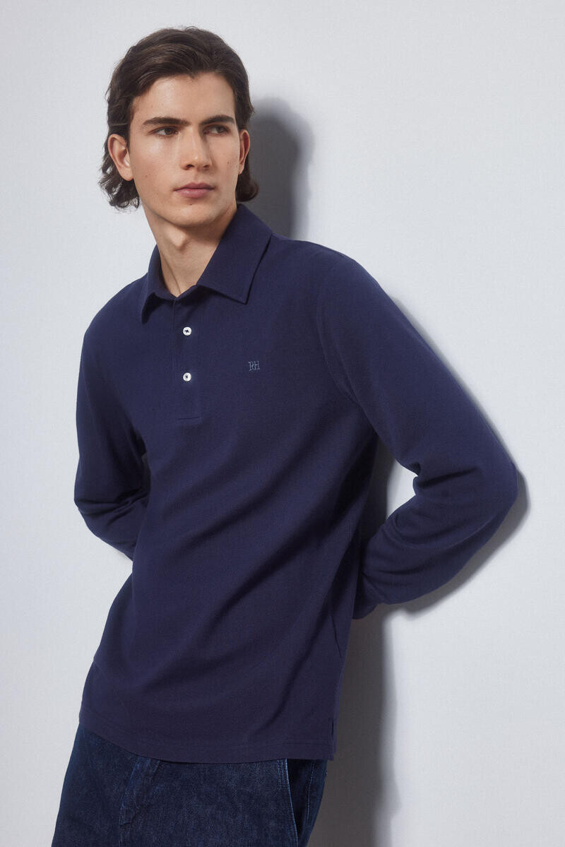 

Базовая рубашка-поло с длинными рукавами Pedro del Hierro, синий