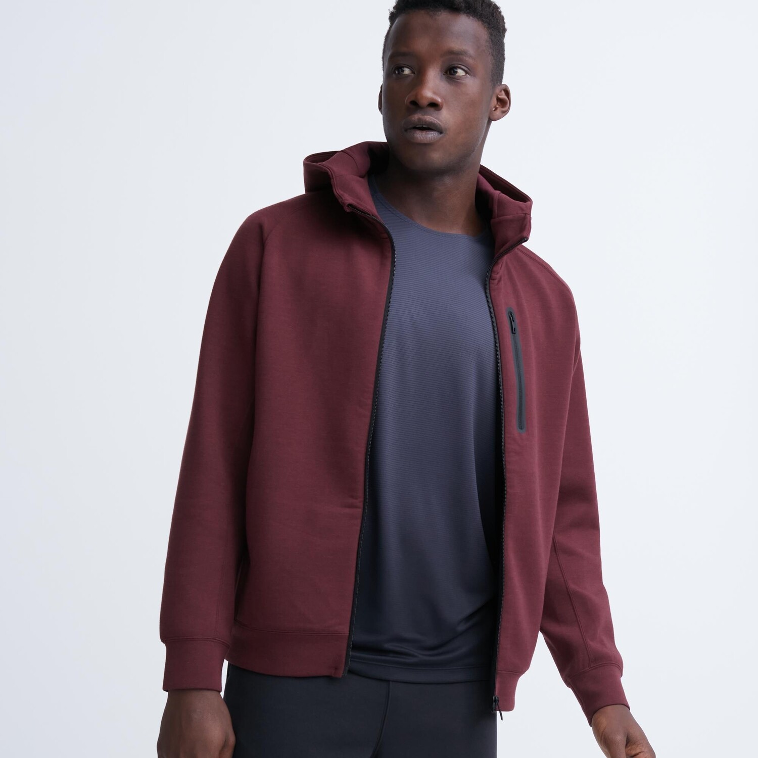 

Толстовка сухая эластичная, парка на молнии (длинный рукав) UNIQLO, винный