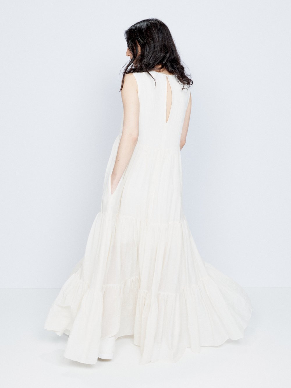 Прозрачное многоярусное платье из хлопка Raey, белый прозрачное многоярусное платье из хлопка raey белый