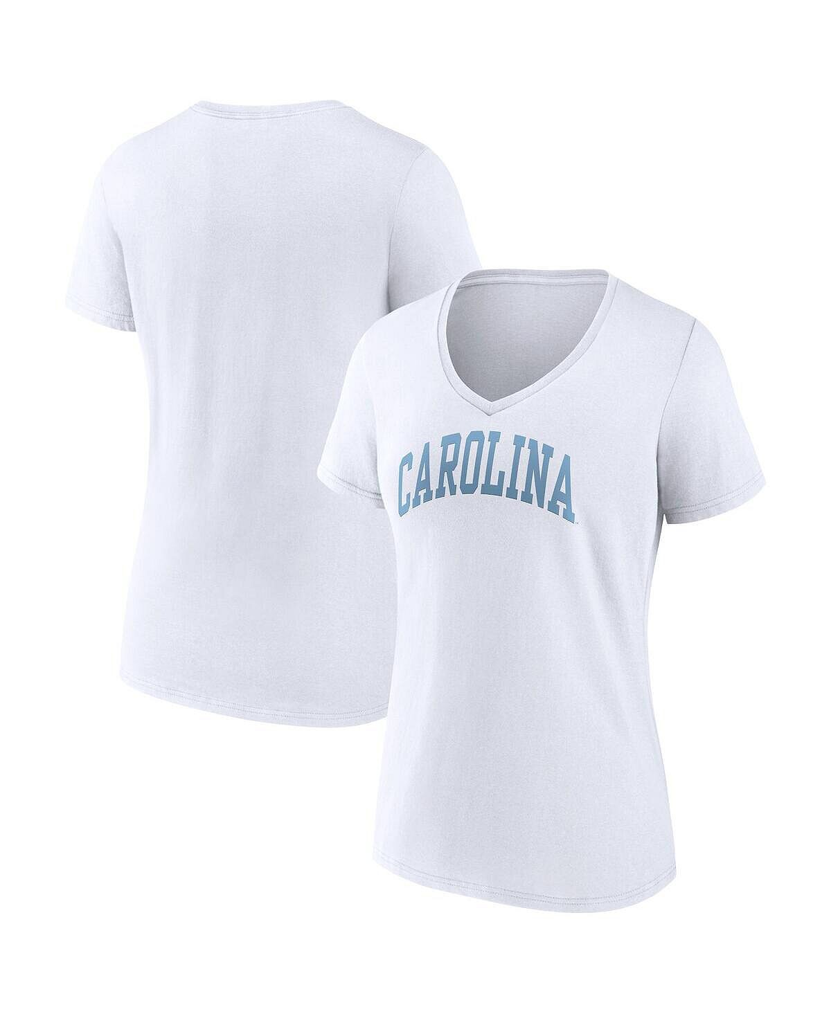

Женская белая футболка North Carolina Tar Heels с v-образным вырезом и аркой белого цвета Fanatics, белый