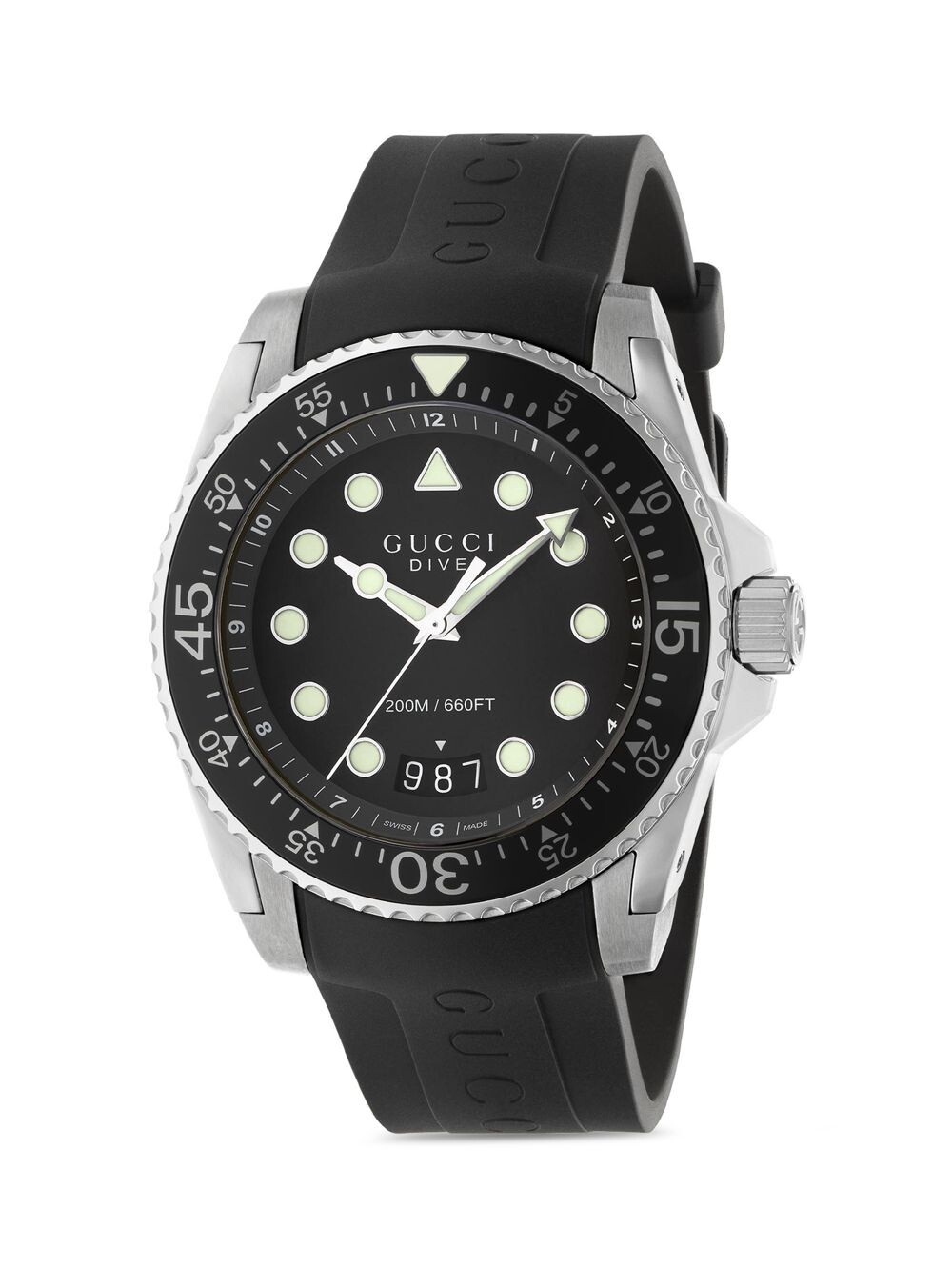 

Часы Gucci Dive из нержавеющей стали с каучуковым ремешком Gucci, черный
