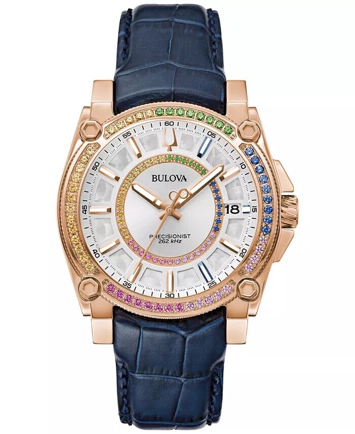 

Мужские часы Marc Anthony Precisionist Icon с синим кожаным ремешком, 40 мм Bulova, синий