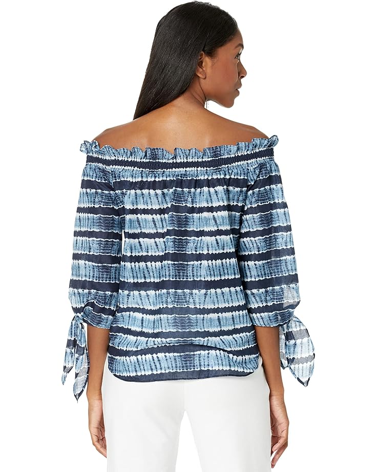 

Топ Michael Kors Petite Shibori Off Shoulder Top, цвет Chambray