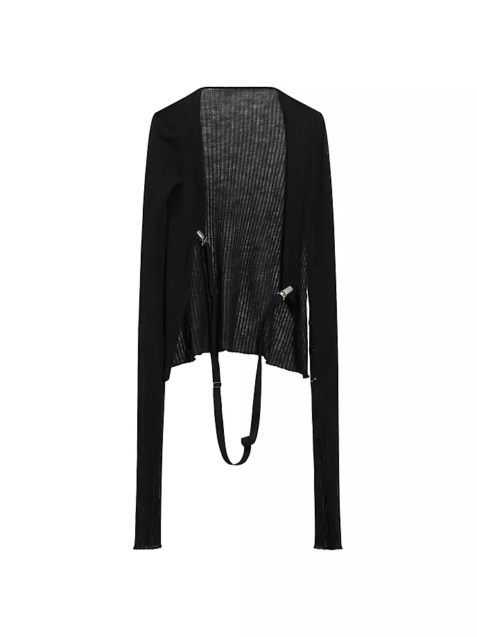 

Кардиган из смесовой шерсти с подтяжками Sportmax, черный