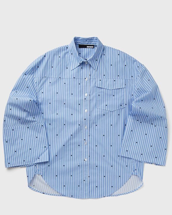 

Топ Rotate Birger Christensen Oversized Shirt, цвет blue logo stripe + serenity comb.