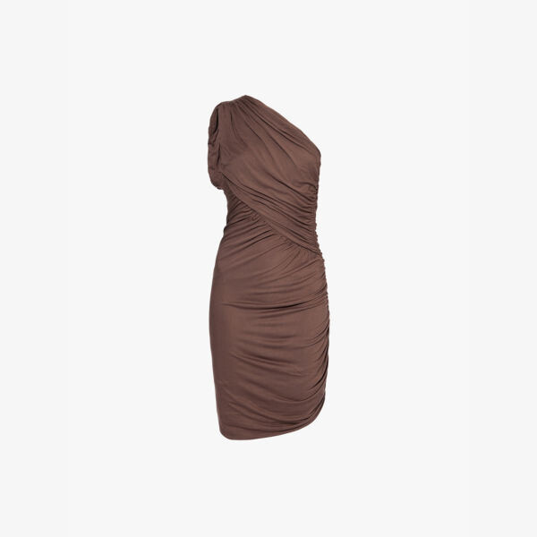 

Платье мини Amira из джерси со сборками по бокам Rick Owens Lillies, коричневый