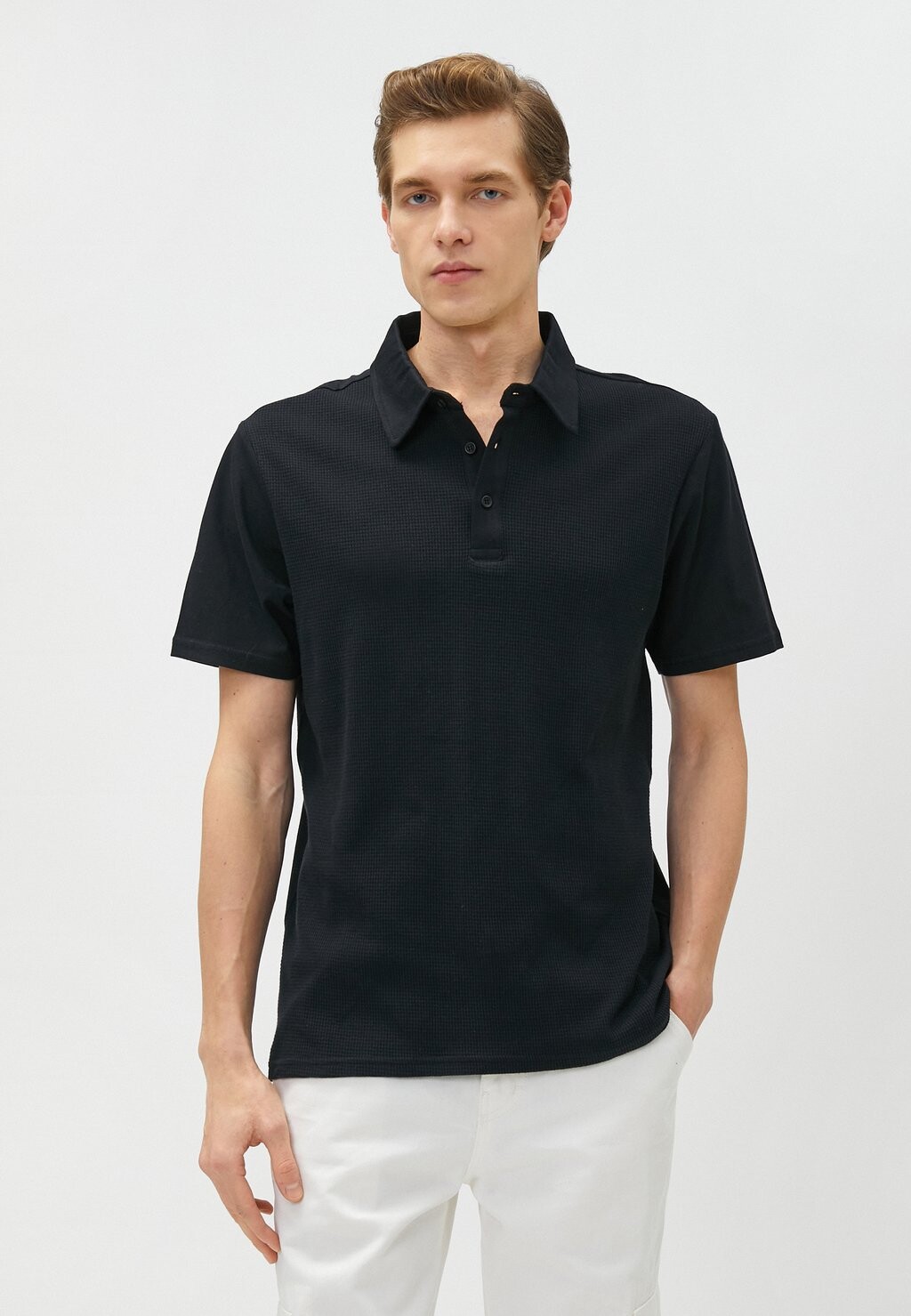 

Рубашка поло TISSUED BUTTONED SHORT SLEEVE Koton, цвет black